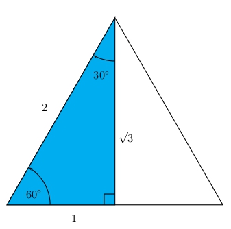 special 30 and 60 degree right triangle